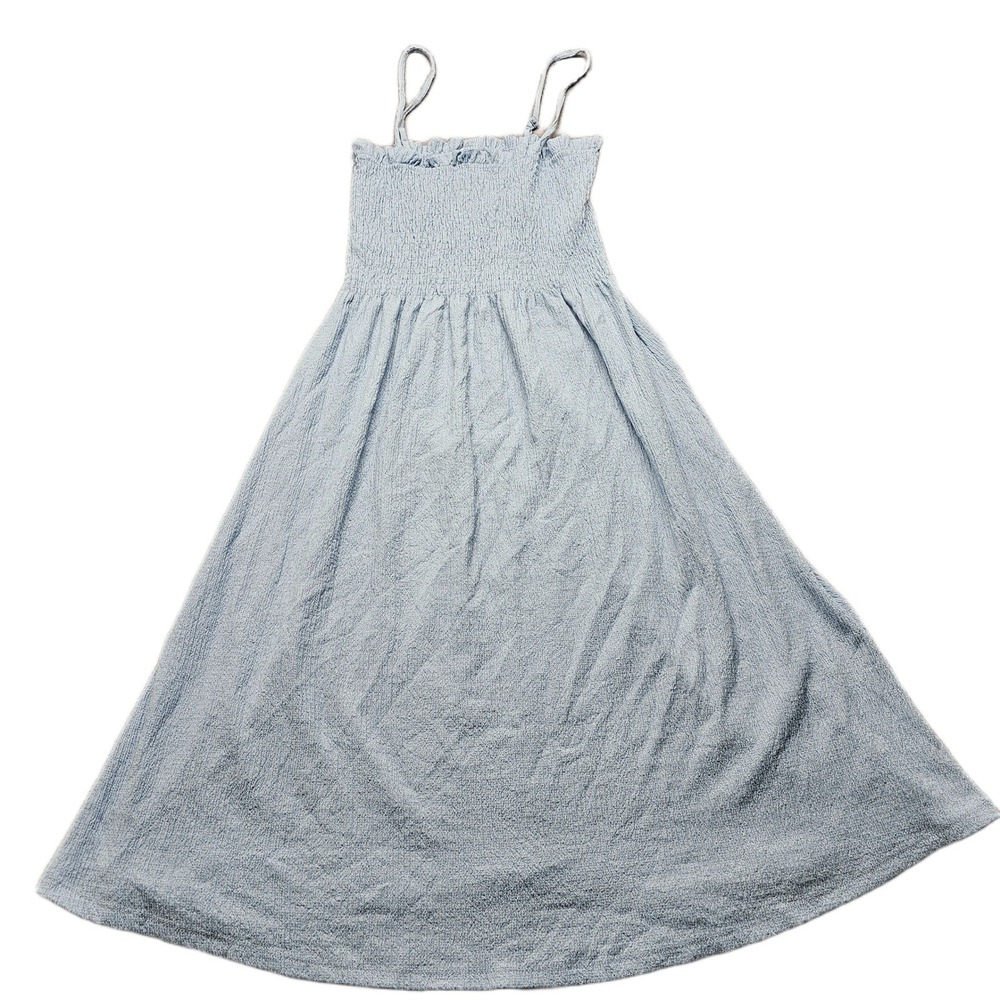 H&M Maxi Dress Womens M Blue Smocked Bodice Adjustable Strap Stretch Outdoor